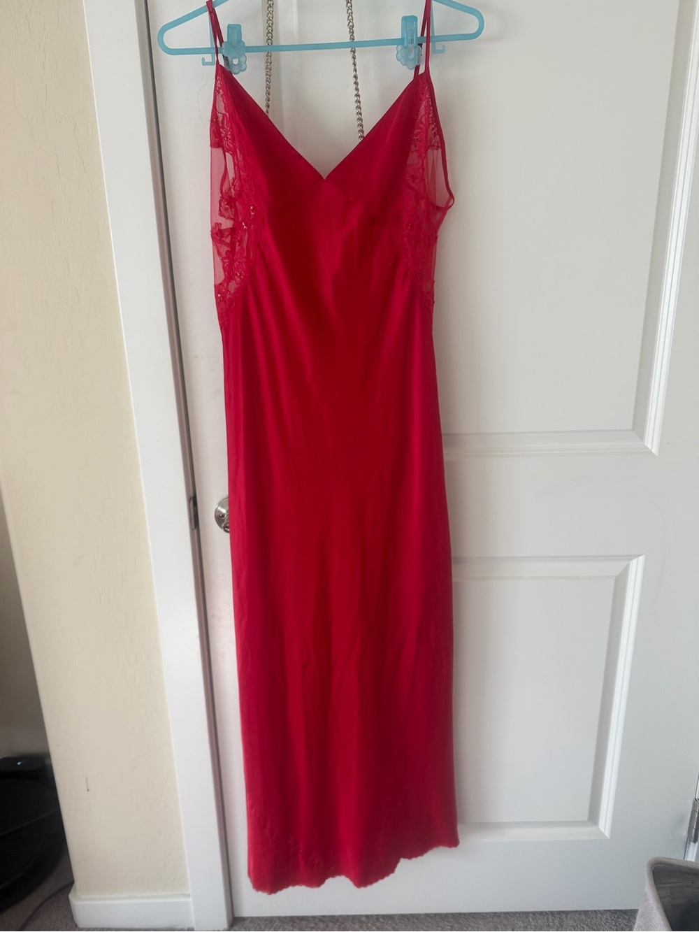 Victoria's Secret Red Lace-Accent Slip